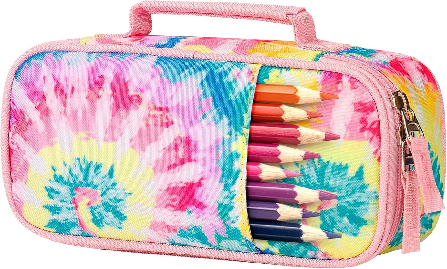 Choco Mocha Tie Dye Pencil Case for Girls, Soft Pencil Case Kids Pencils Pouch for Kindergarten Girls,Colorful