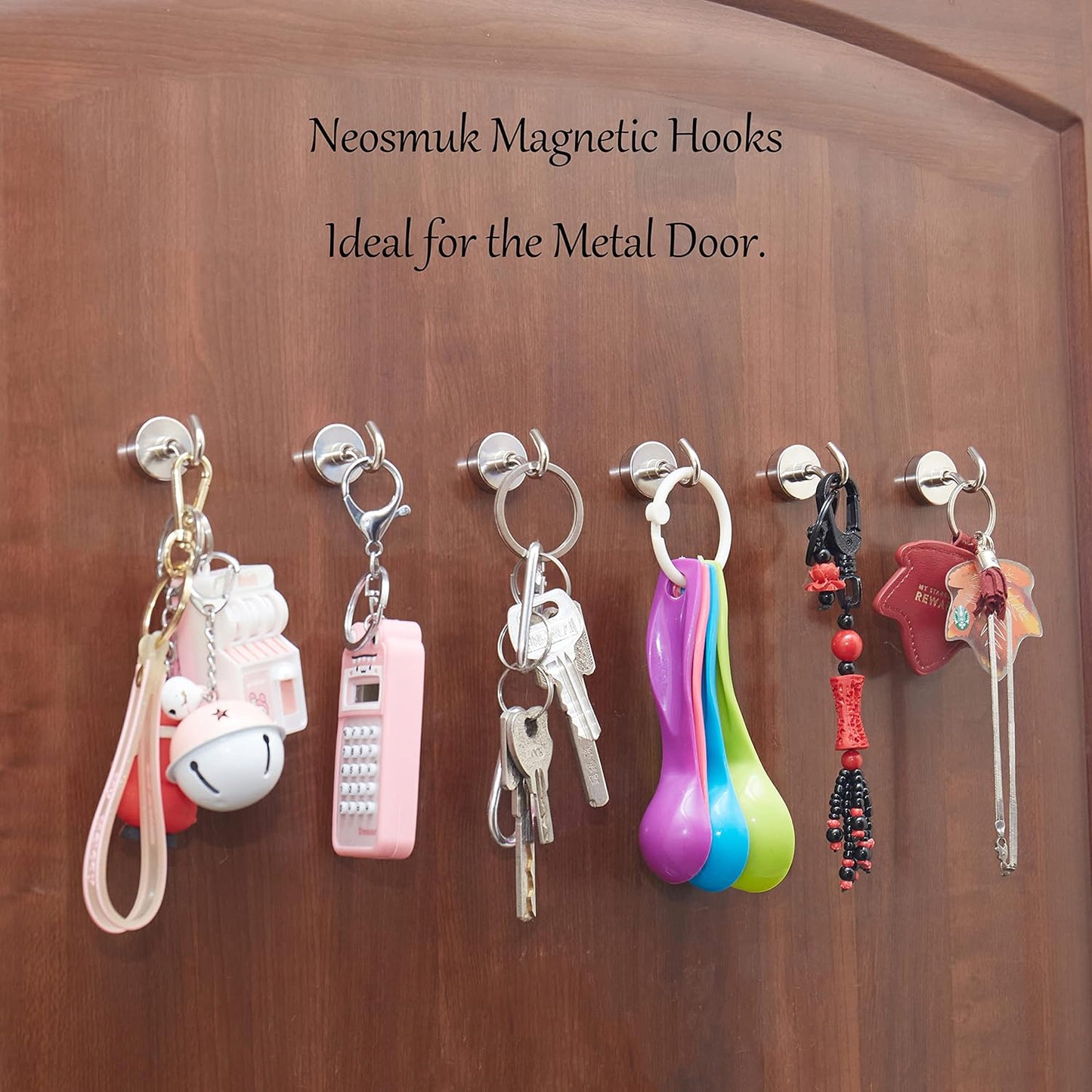 Neosmuk Magnetic Hooks, Heavy Duty Earth Magnets with Hook for Refrigerator, Extra Strong Cruise Hook for Hanging, Magnetic Hanger for Cabins, Grill (Silver White, 4 Pack)