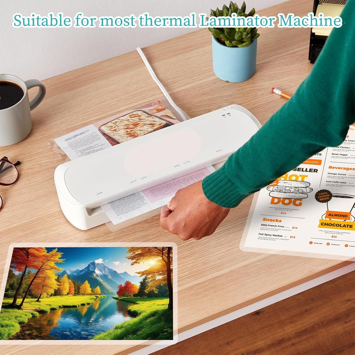 Thermal Laminating Pouches 5 mil, Clear 9 x 11.5 Inch Laminating Sheet Paper for Thermal Laminator, Holds US Letter Size Lamination Sheets (100 Pack)