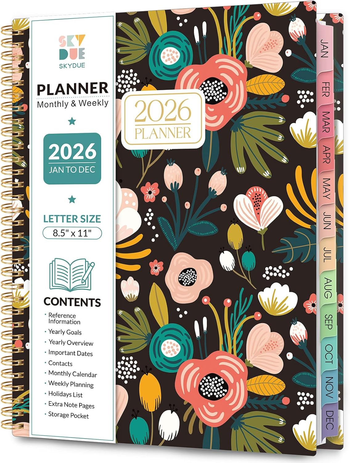 Planner 2026, 8.5" x 11" Monthly & Weekly Planner with Tabs, JAN - DEC 2026, Goal Setting & Time Management Organizer for Professionals & Students