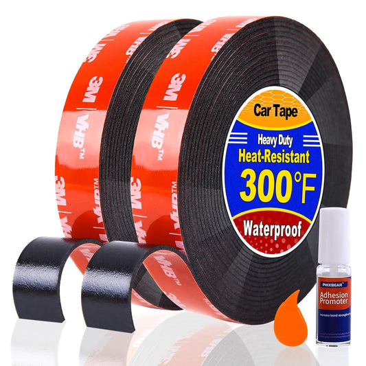 2 Rolls Double Sided Tape High Temperature Resistant Heavy Duty, Made of 3M, 19.7 Ft X 0.6 ", Strong Adhesion and Multi-Purpose Automotive Parts Mounting Tape