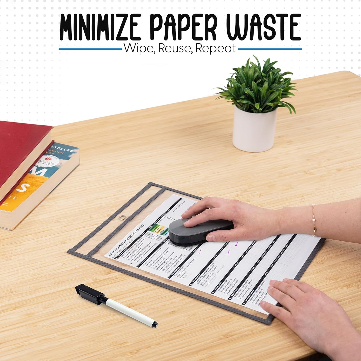 Essex Wares - 5 Pack, Gray, Job Ticket Holders, 10" Wide x 13.5" Tall - Clear Plastic Shop Ticket Holders - Easy to Use, Reusable & Easy Erase Plastic Invoice Holders, Water-Resistant & Durable