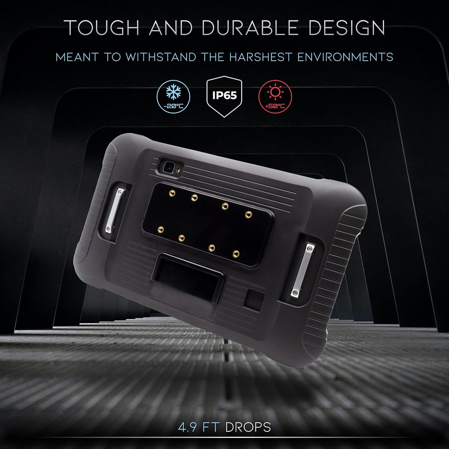 Heavy Duty Android Tablet with Integrated Barcode Scanner, 2D/1D/QR Zebra SE4710 Reader, Android 9, WiFi/GPS/Bluetooth, 8000mAH All-Day Battery (Tablet + Protective Case + Charging Cradle)