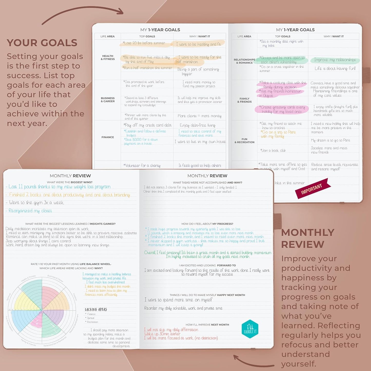 Clever Fox Planner PRO Schedule – Undated Weekly & Monthly Life Planner with Time Slots, Appointment Book & Daily Organizer, A4 (Dark Terracotta)