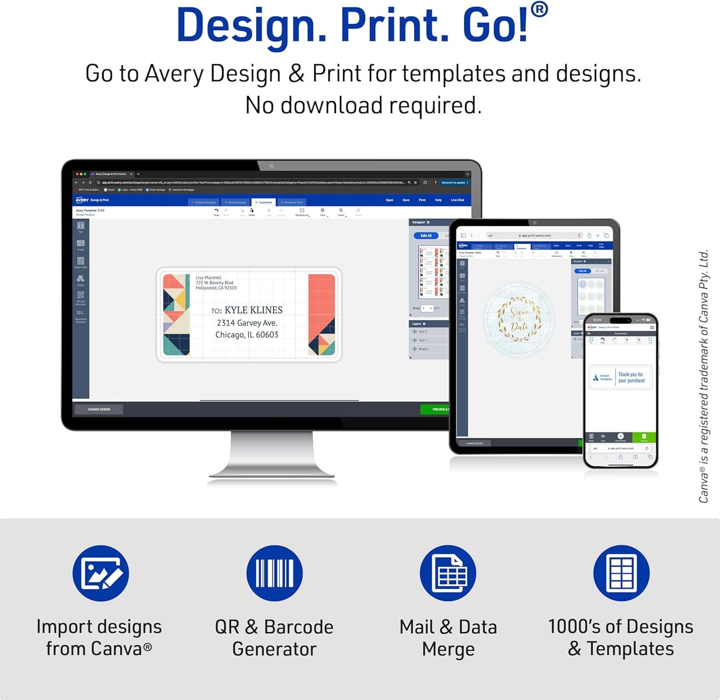 Avery Mailing Address Labels, Inkjet Printers, 10,000 Labels, 1/2 x 1-3/4, Permanent Adhesive, Easy Peel (5 Packs 8167)
