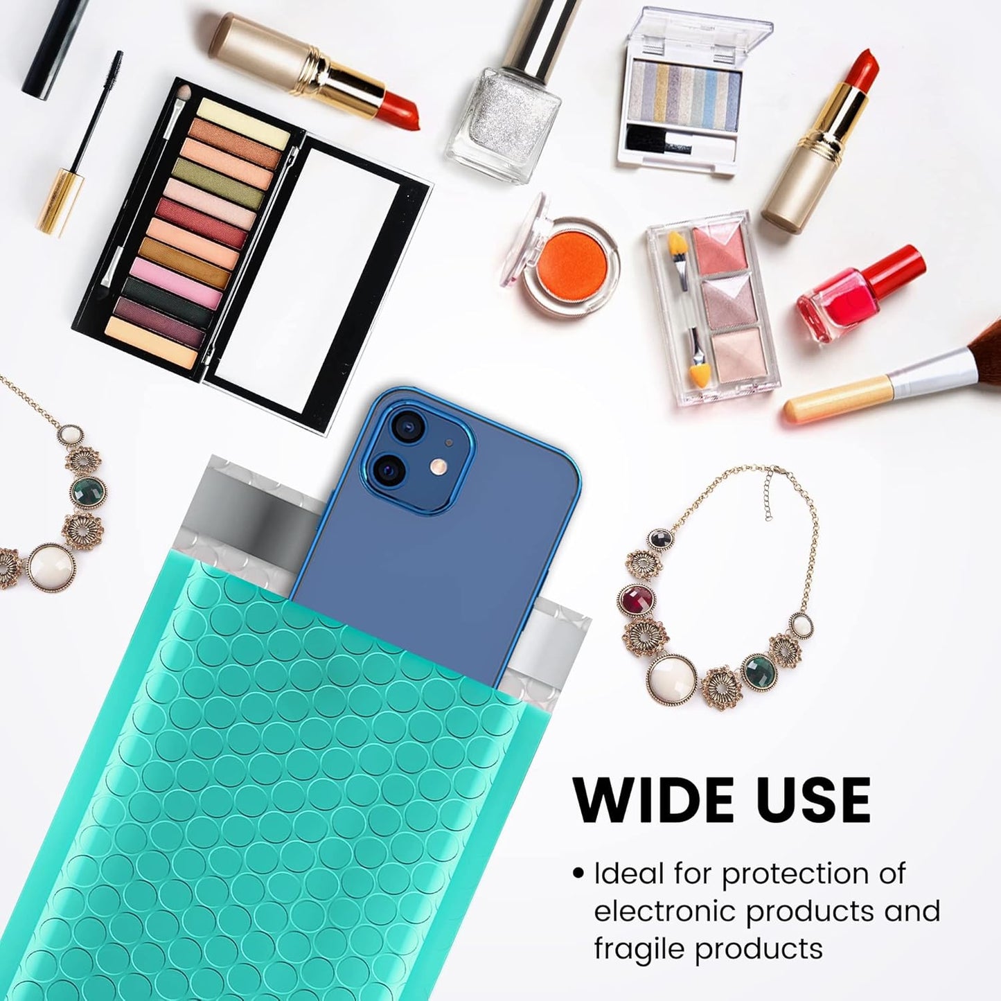 Fuxury Teal Bubble Mailers 4x8" 800 Pack, Waterproof Padded Envelopes Self Seal Bubble Envelopes, Padded Mailers for Small Business, Envelope Mailers Usable Size 4x7"