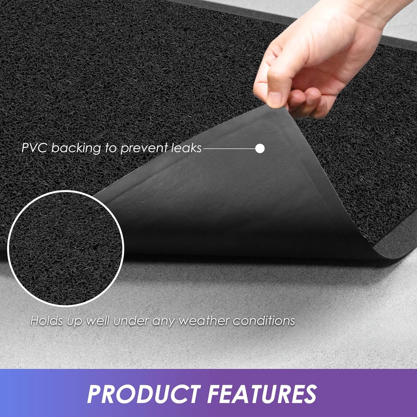 Kuyal Door Mat, 3'x4' Indoor Outdoor Entrance Mat to Trap Dirt and Moisture, Non Slip Waterproof Outdoor Mats, Commercial Floor Inside Outside Entrance, Heavy Duty Durable Welcome Mats, Black