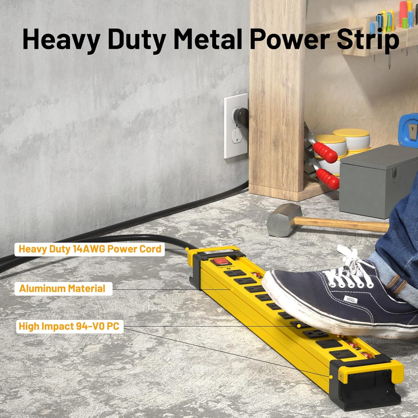 Plug'n 10 Outlet 3300J Surge Protector Power Strip with Individual Switches,Heavy Duty Power Strip with Cord Manager,9FT/14AWG/15AMP/1875W Power Cord,2 Packs