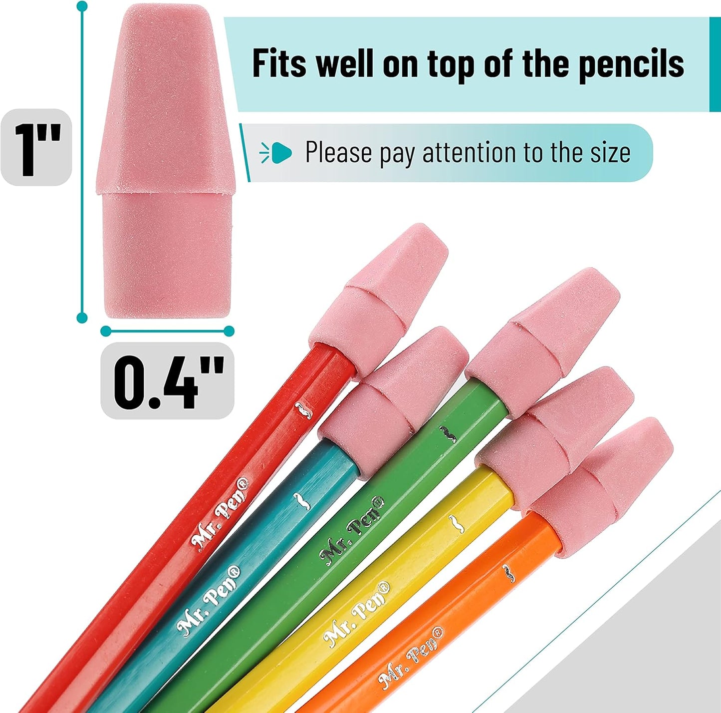 Mr. Pen- Pencil Toppers,120 Pack, Pencil Top Erasers