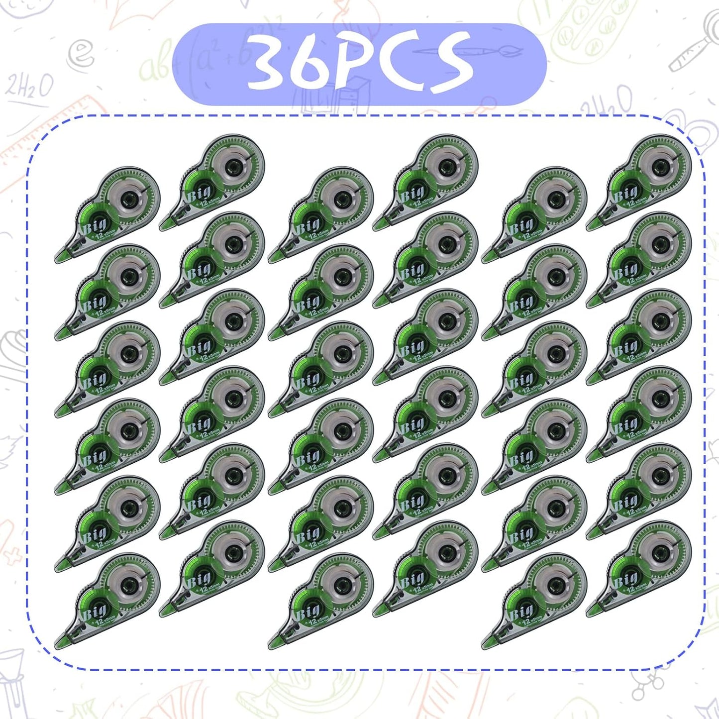 Yexiya 36 Pieces Correction Tapes Original Correction Wide Eraser Applicator Easy to Use Applicator Translucent Tapes Shows for Office Note Journal Scrapbooking, 0.2 Inch x 39.4 Feet