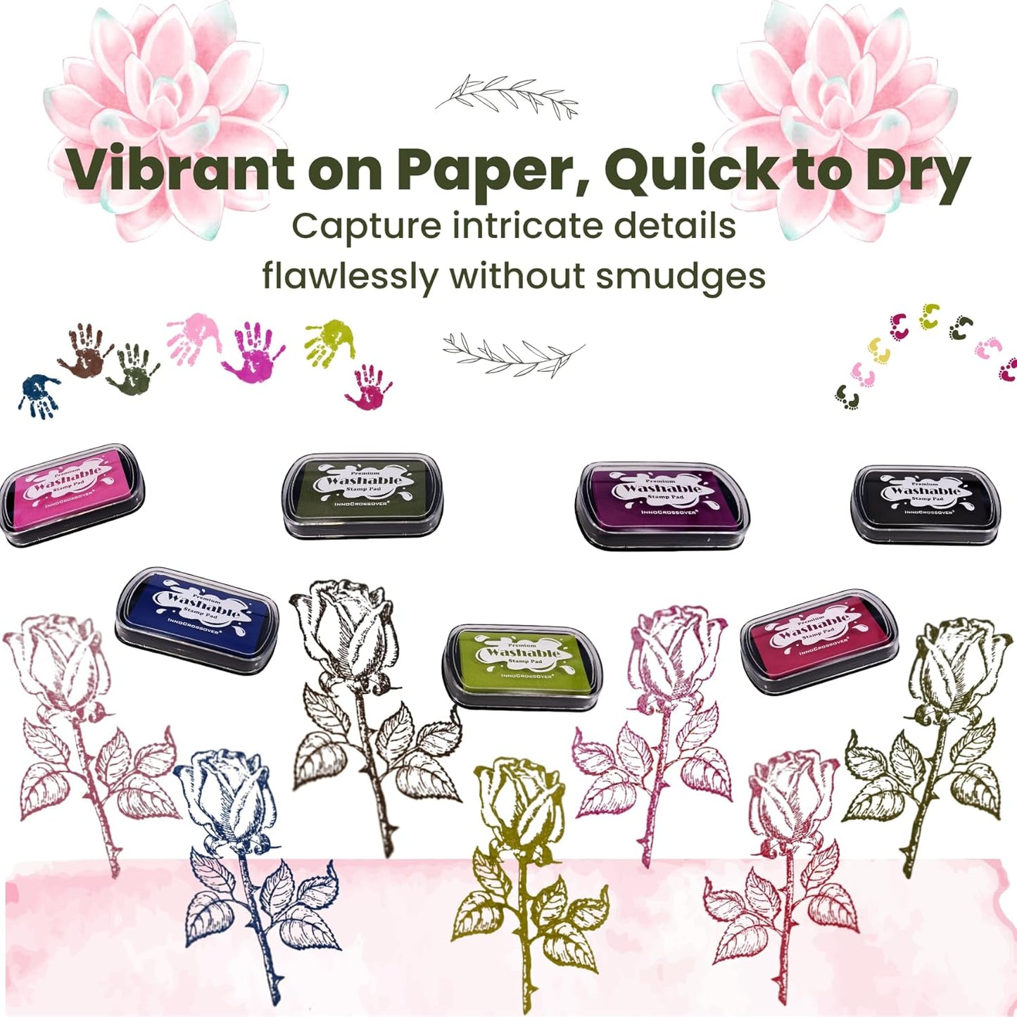 Washable Ink Pad, Best Stamps for Kids, Kids Crafts, Paw Print Kit, Baby Footprint Kit, Stamp Pads on Scrapbooking, Fingerprint Ink Pad, Easy to Wash Off Skin | Large | Safe Non-Toxic (Indigo Blue)