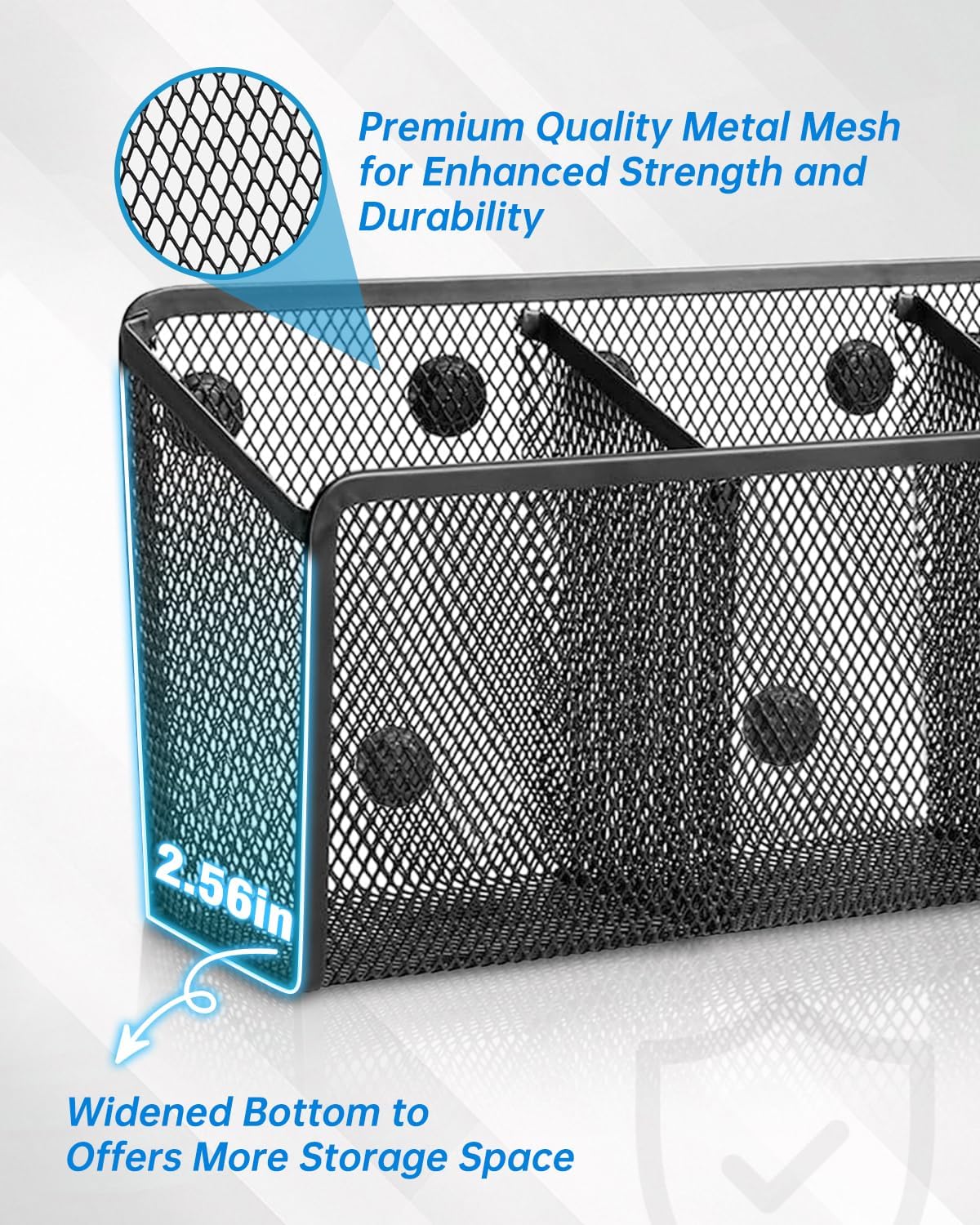 VICNOVA Magnetic Pencil Holder - Metal Pen Holder with Strong Magnets - Storage Basket Organizer for Whiteboard, Refrigerator, Locker Accessories