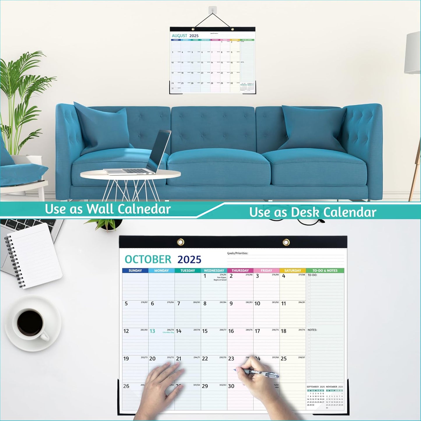 2025-2026 Desk Calendar – Shipped Flat, Large Desk Calendar, 22'' x 17'', Jul 2025 – Dec 2026, 18 Monthly Calendar, Best Desk/Wall Calendar with Desk Pad, To-do Lists, Ruled Blocks, Corner Protectors