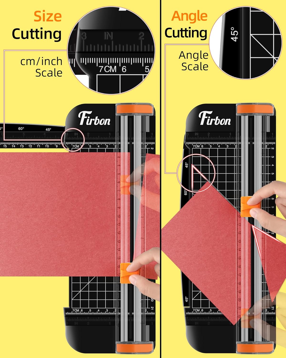 Firbon Black A5 Paper Cutter, Straight Small Paper Trimmer with Side Ruler for Scrapbooking Craft, Paper, Coupon, Label, Cardstock