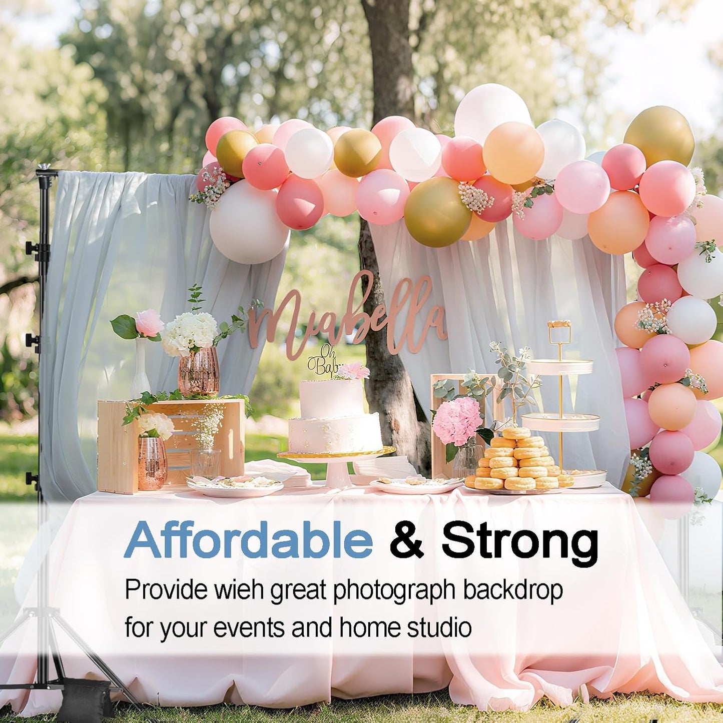 Backdrop Stand, 8.5x10ft Photo Studio Backdrop Support System,Adjustable Backdrops Stand for Parties, Photography, Photo Booth, Projector Screen, Movie Screen, Portraits, Streaming