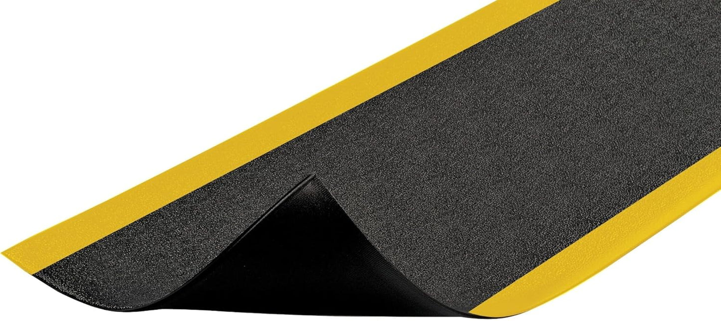 Notrax 411 Sof-Tred™ 2' x 3' x 9/16" Anti Fatigue Mat, Enhanced Slip Resistance with Beveled Edges and Pebbled Surface, Ideal for Industrial and Commercial Workplaces, Black/Yellow, 411S0423BY