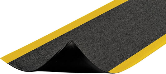 Notrax 411 Sof-Tred™ 4' x 60' x 3/8" Anti Fatigue Mat, Enhanced Slip Resistance with Beveled Edges and Pebbled Surface, Ideal for Industrial and Commercial Workplaces, Black/Yellow, 411R0348BY