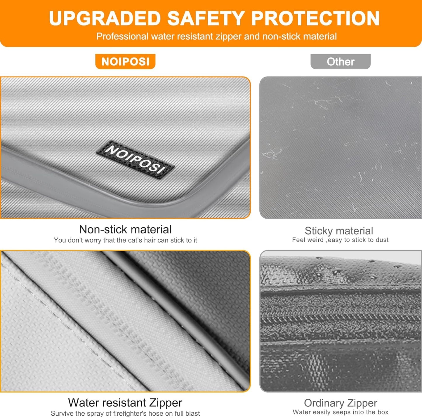 Noiposi Document Organizer with 5200℉ Heat Insulated,Waterproof and Fireproof Document Box,Portable Home Travel Safe Storage Box for Important Documents,File and Birth Certificate，Silver