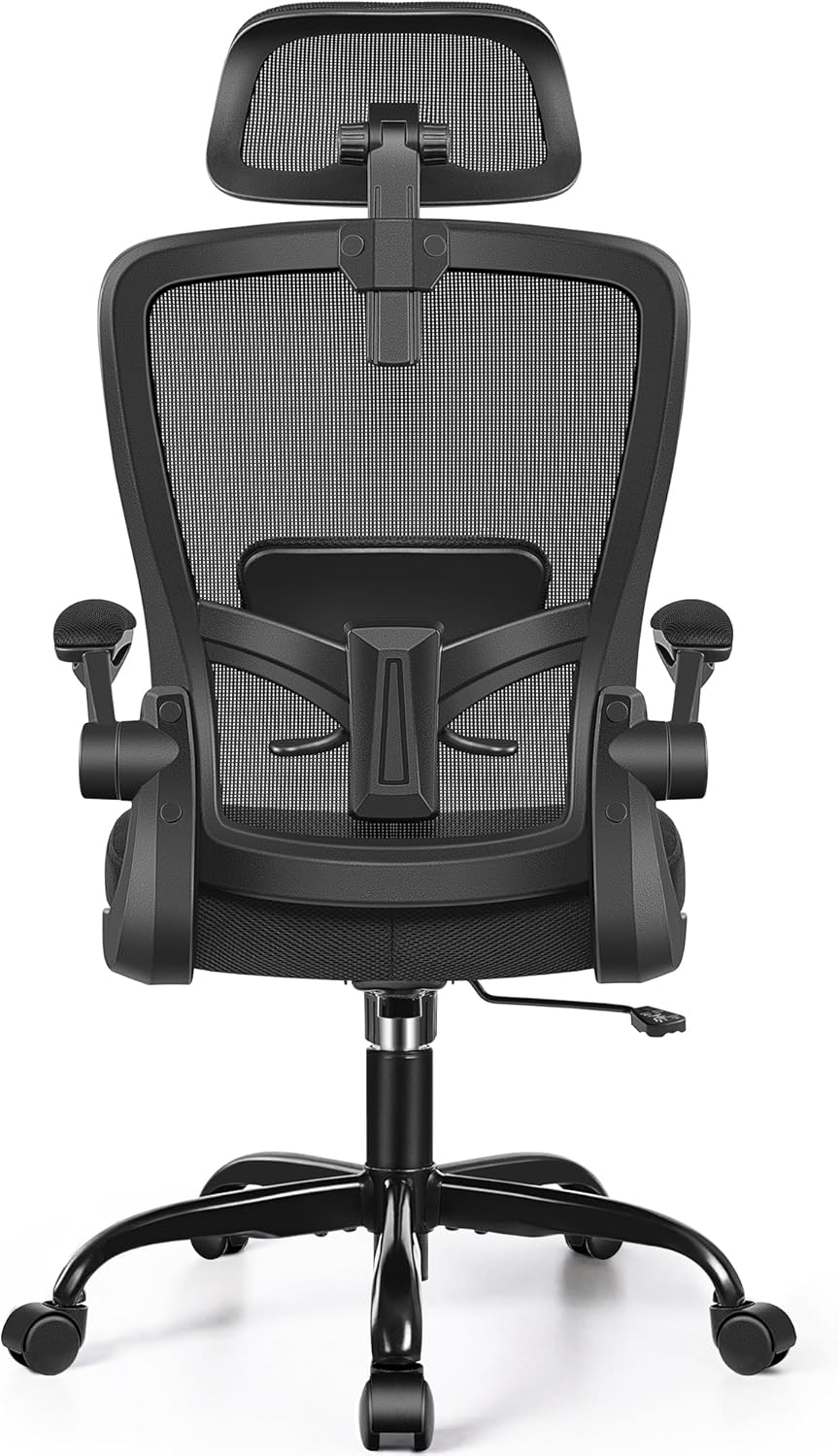 FelixKing Ergonomic Office Chair, Headrest Desk Chair with Adjustable Lumbar Support, Home Office Swivel Task Chair with High Back and Armrest, Adjustable Height Gaming Chair(Black)