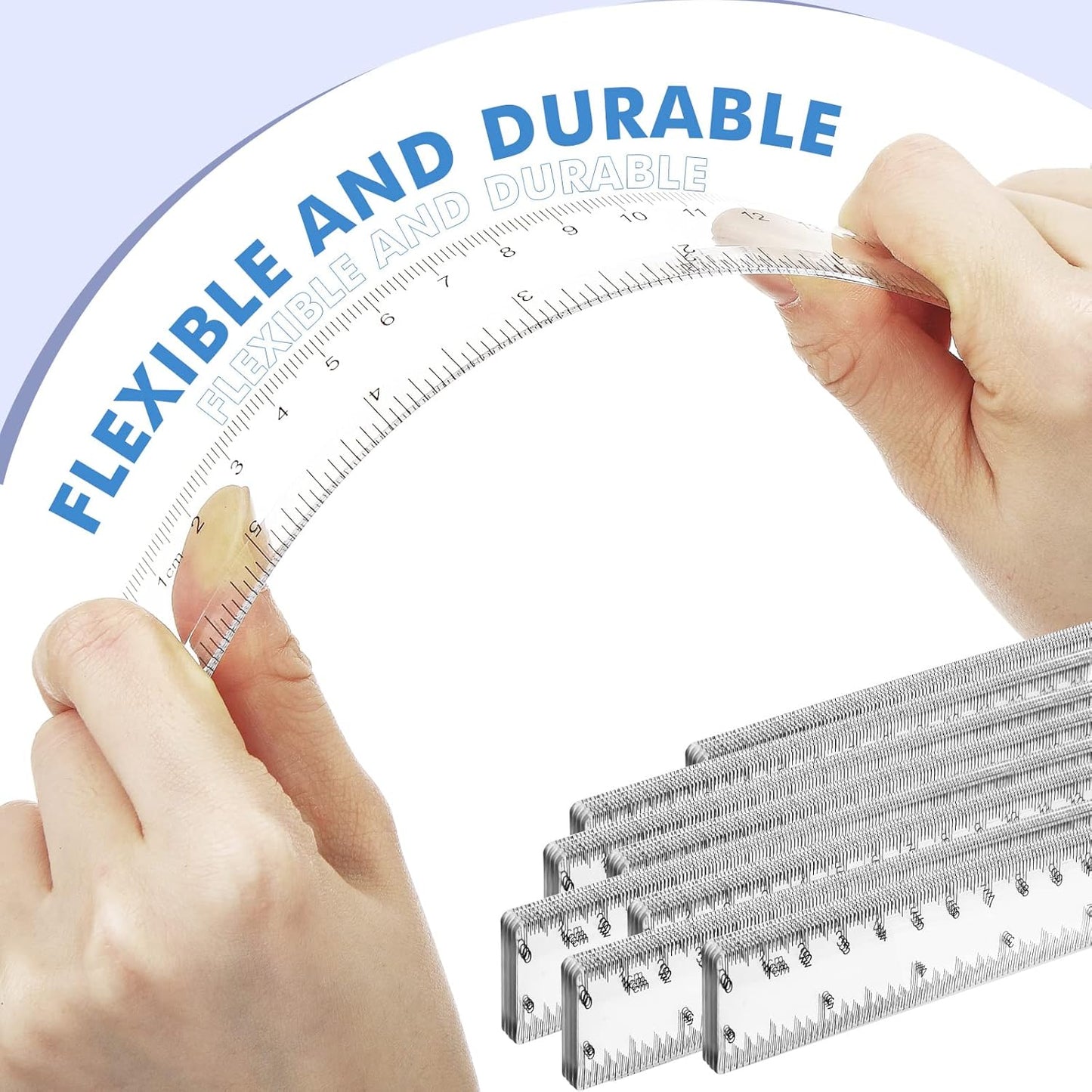 Zonon 500 Pcs 6 Inch Rulers Bulk Clear Plastic Flexible Straight Rulers with Inches and Centimeters First Day of School Gift for Students Back to School Office Supplies