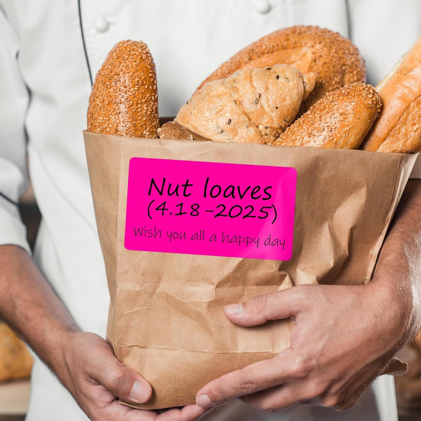 PARLAIM 3x5 inch Rectangle Color Code Stickers, 1000PCS 4 Rolls Square Adhesive Inventory Label, Fluorescent Pink