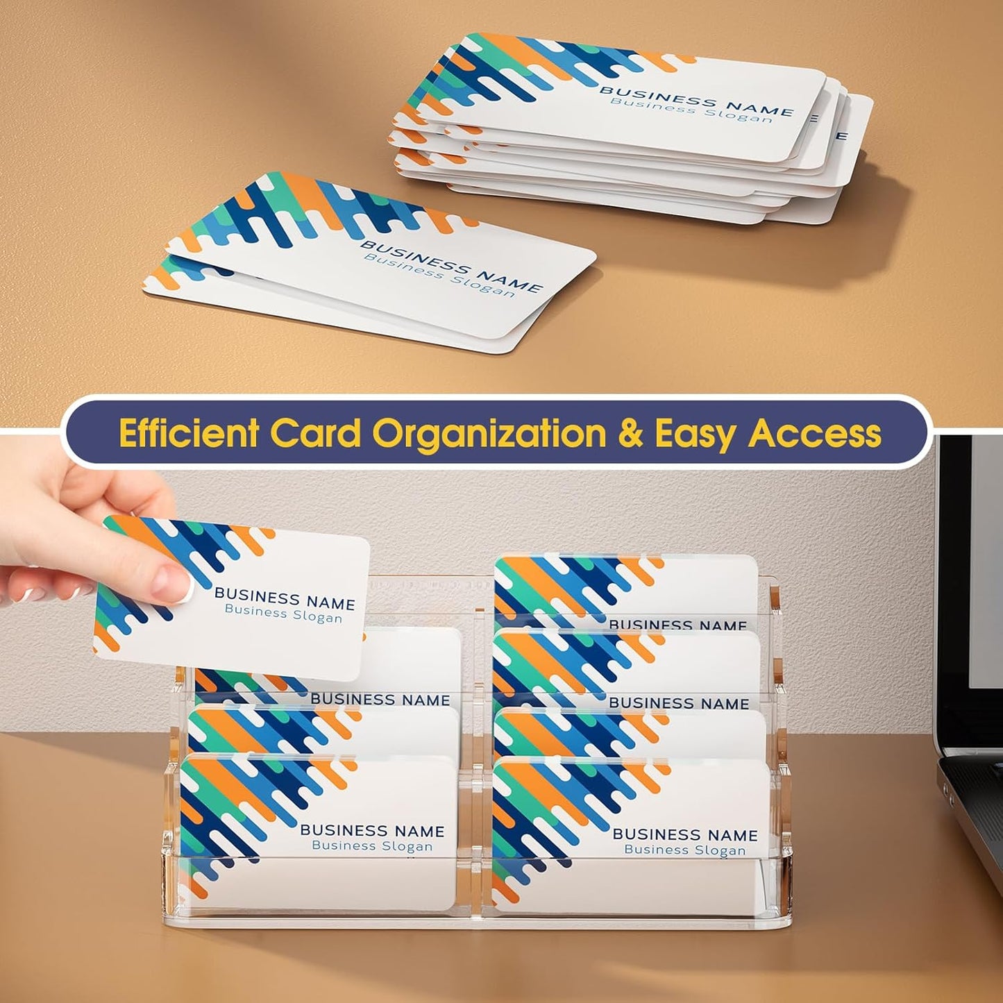 MaxGear Acrylic Business Card Holder for Desk Multiple Business Card Holders, Premium Cards Stand, Clear Plastic Cards Display Holder with 4 Tier for Exhibition, Home and Office, 8 Pocket, 8 Pack