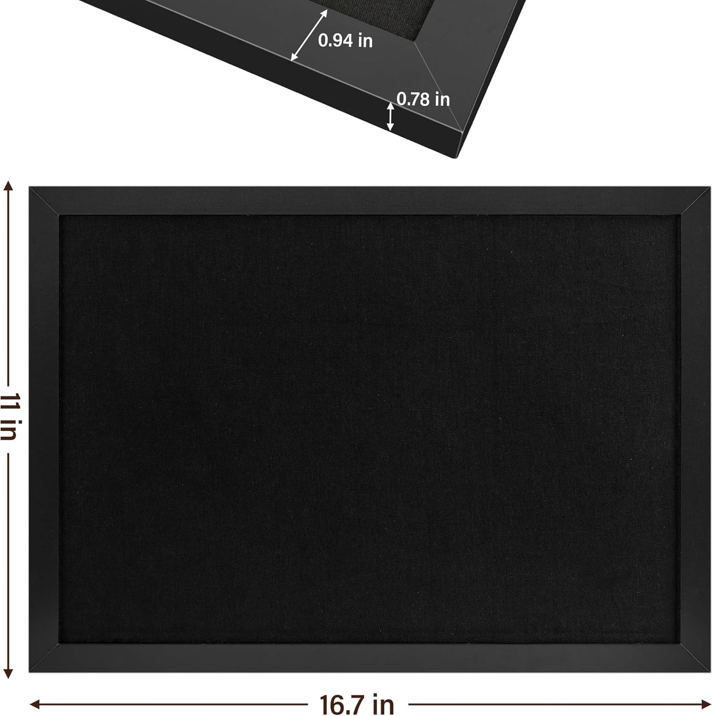 Black Cork Board Bulletin Board 16.7" x 11", 2-Pack Small Linen Corkboards with Frame for Walls, Cute Picture Display Pin Board Vision Board for Room School Office Bedroom 25 Pushpins