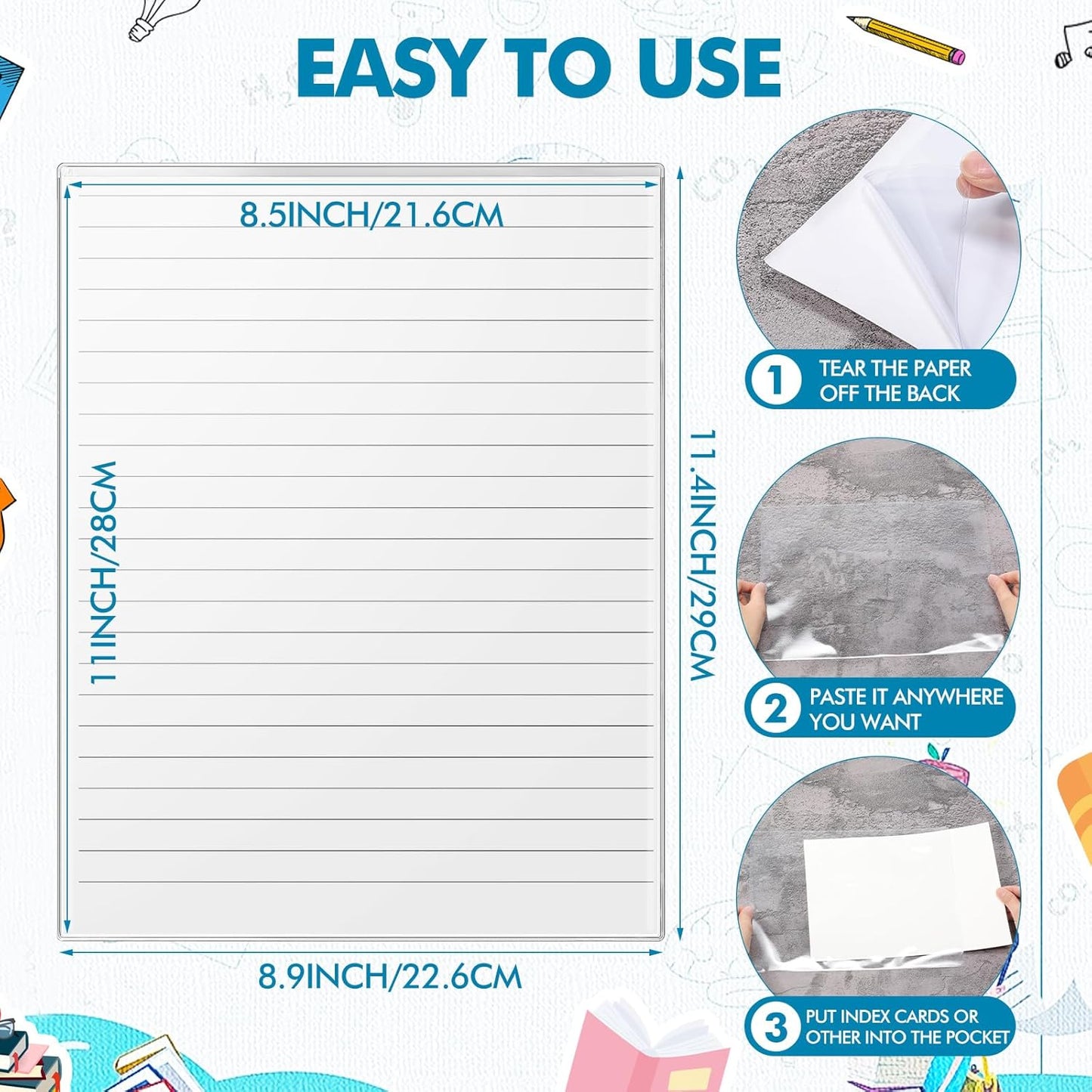 Outus Self Adhesive Shop Ticket Holders Clear Plastic Sleeves Adhesive Pockets Work Order Job Ticket Holders for Home Office Posting Signs(9 x 12 Inch,120 Pcs)