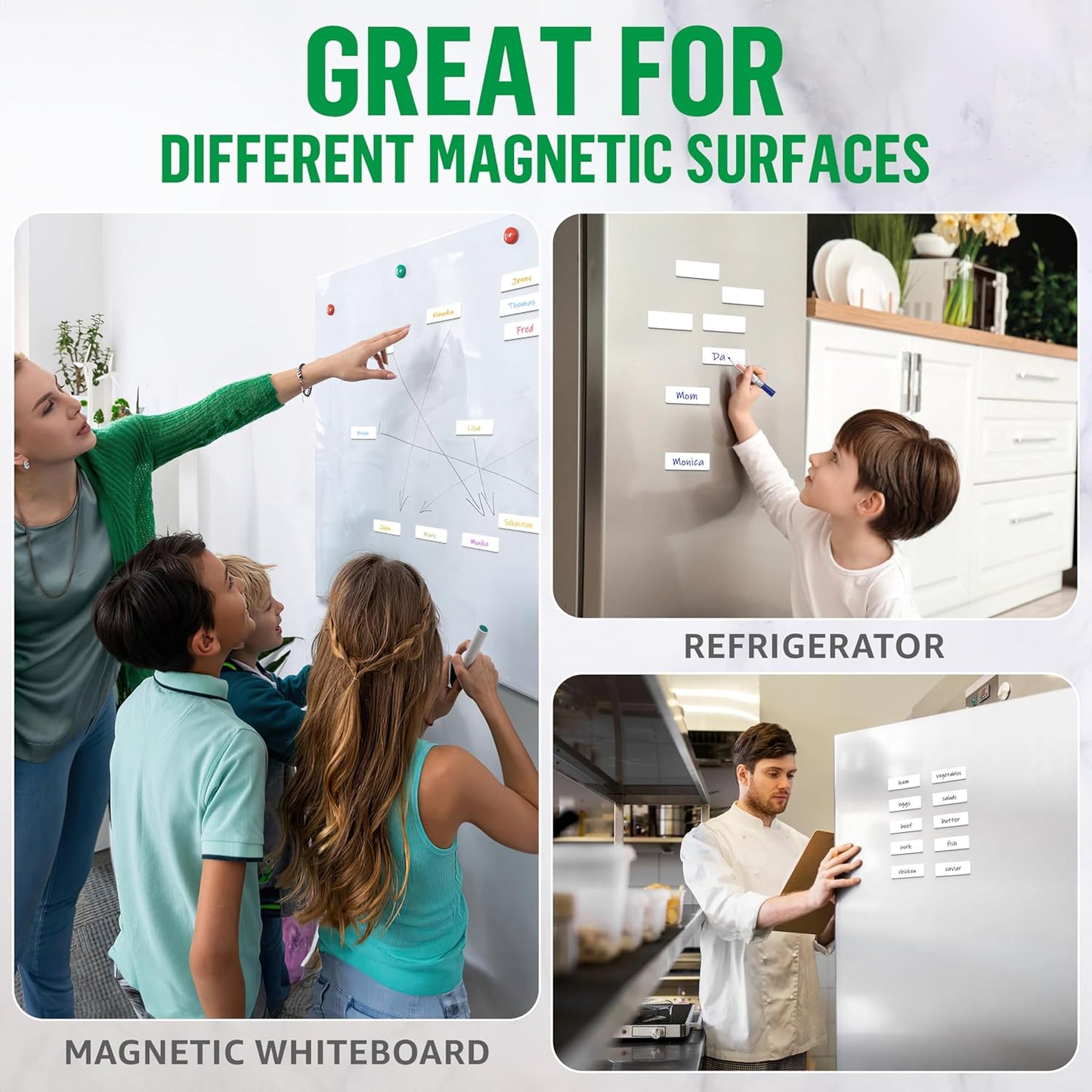 50 Pack Dry Erase Magnetic Labels 3.2x1.2 in - Magnetic Name Tags for Classroom Lockers School Bus - Classroom Magnets for Names Magnet Labels for Whiteboard Magnet Name Plates for Classrooms Blanked