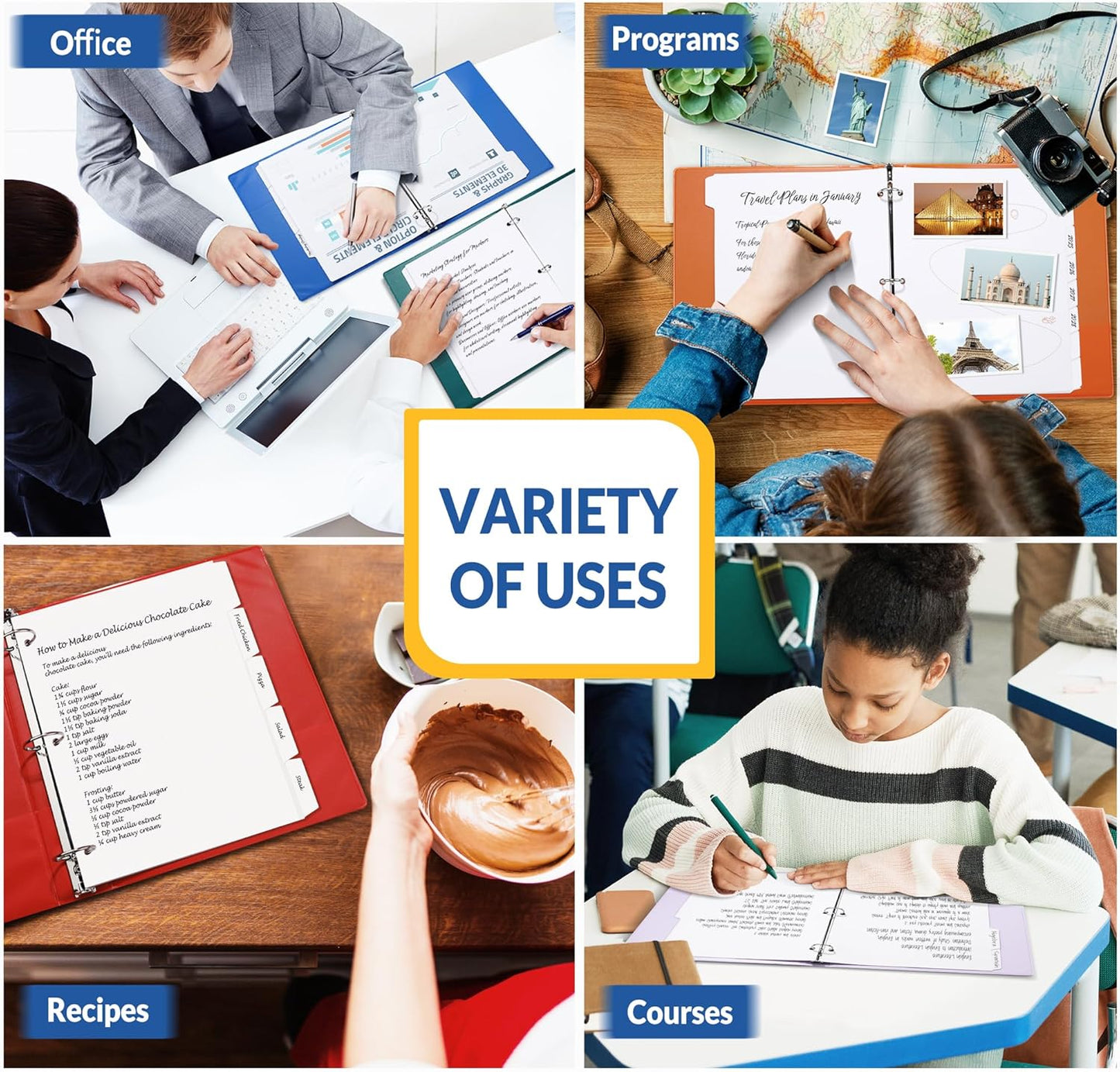 SUNEE Binder Dividers with Tabs for 3 Ring Binder, 8.5 x 11 Paper White Binder Dividers Blank with 5 Tabs, 6 Sets Page Dividers for School, Office and Home, 30 Dividers