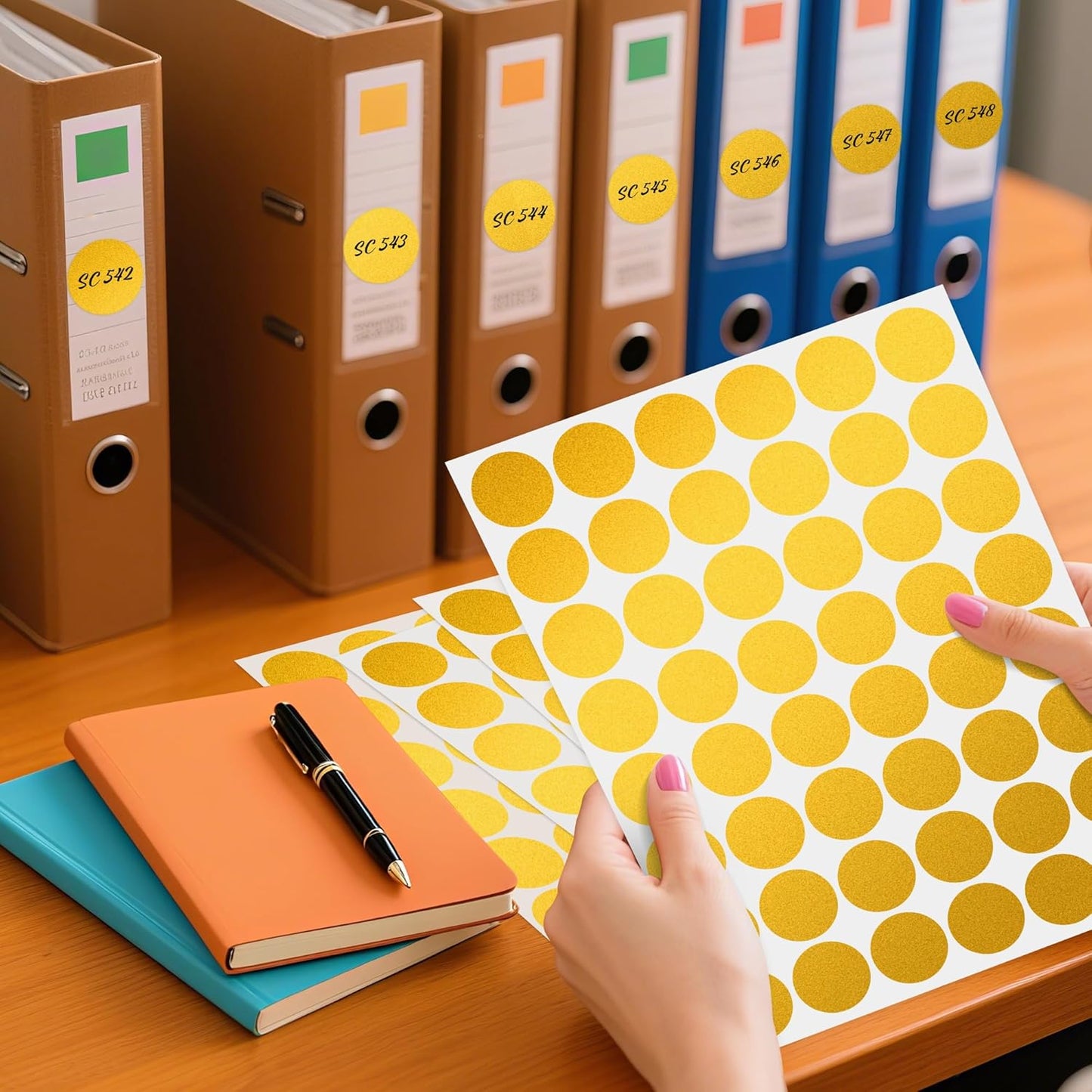 PARLAIM 1 inch Round Gold Dot Sticker,720PCS Permanent Adhesive Color Code Circle Sticker Labels for Office Classroom Garage Sale