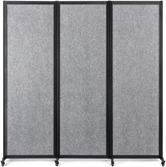 Room Partition,Office Divider,Portable Commercial Screen Dividers,Privacy Partition Separator,Classroom School Dividers,6'4"L* 6'7"H,3 Panel,Light Grey