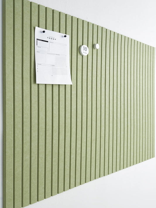 Large Cork Boards for Walls Black Felt Alternative - Slat Wall Paneling, Bulletin Board Tiles for Home Decor, Push Pin Corkboard Organizer for Office or Classroom-12-Pack Panel Kit (Avocado)