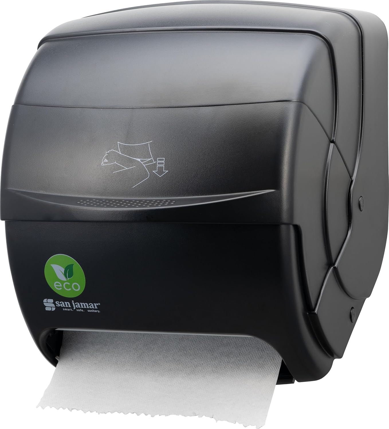 San Jamar Ecologic Integra Recycled Plastic Level Paper Towel Dispenser, Universal Roll Capacity, Wall Mounted Dispenser with Zero Waste for Home and Business Universal, Black