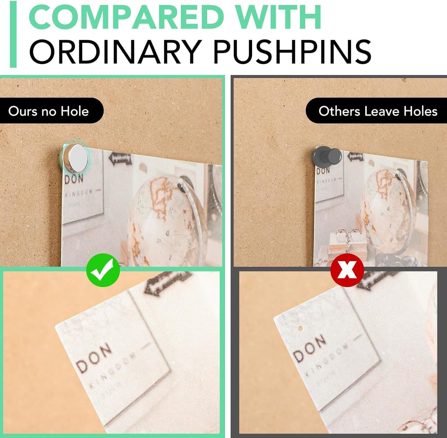 E BAVITE Magnetic Pushpins, 50 Sets Magnet Thumb Tacks for Whiteboard Wall Cork Board Bulletin Cute Decorative Push Pins Clip Magnetic Photo Poster Hanger