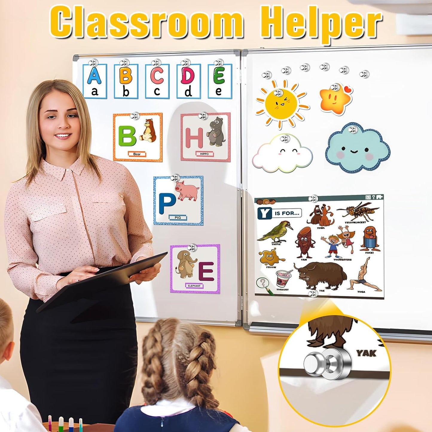 VNDUEEY 90 Pack Fridge Magnets Whiteboard Magnets Refrigerator Magnet, Small and Strong Magnet for Locker, Dry Erase Board, Home, Office, Classroom, Kitchen