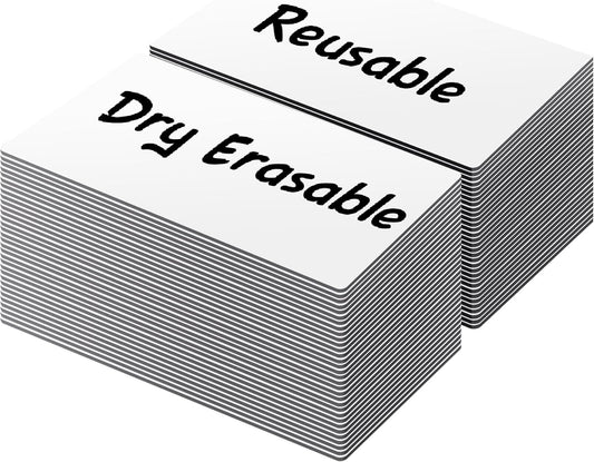 LLPT Dry Erase Magnetic Labels 2" x 4" 50 Packs Blank Writable Magnet Stickers Reusable for Refrigerator Shelf Whiteboard Toolbox Craft and Other Metallic Surfaces White (DML2040WT)