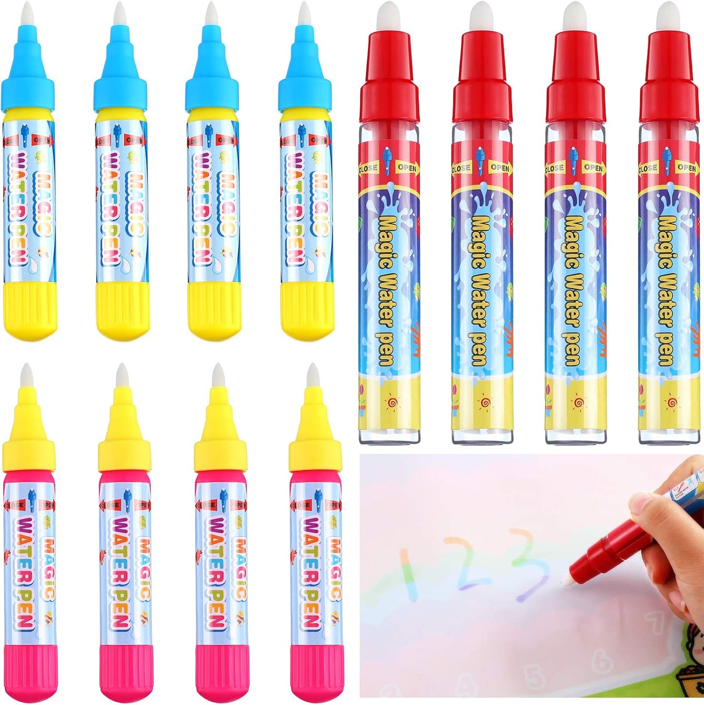 Outus 12 Pcs Water Drawing Doodle Pens, Replacement Water Markers Pens for Book Toddlers Kids Doodle Mat