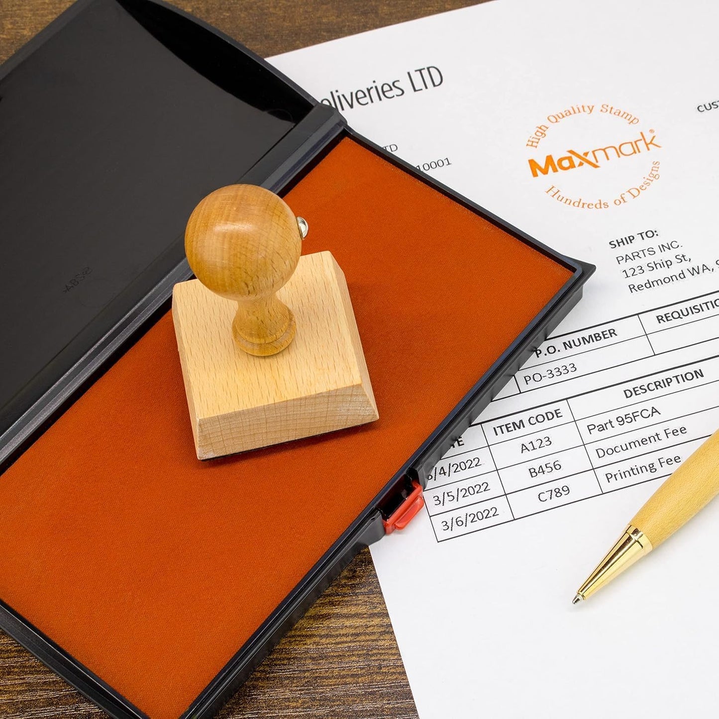 Large Premium Red Ink Stamp Pad - 3" by 6" - Quality Felt Pad - Case with Closing snap