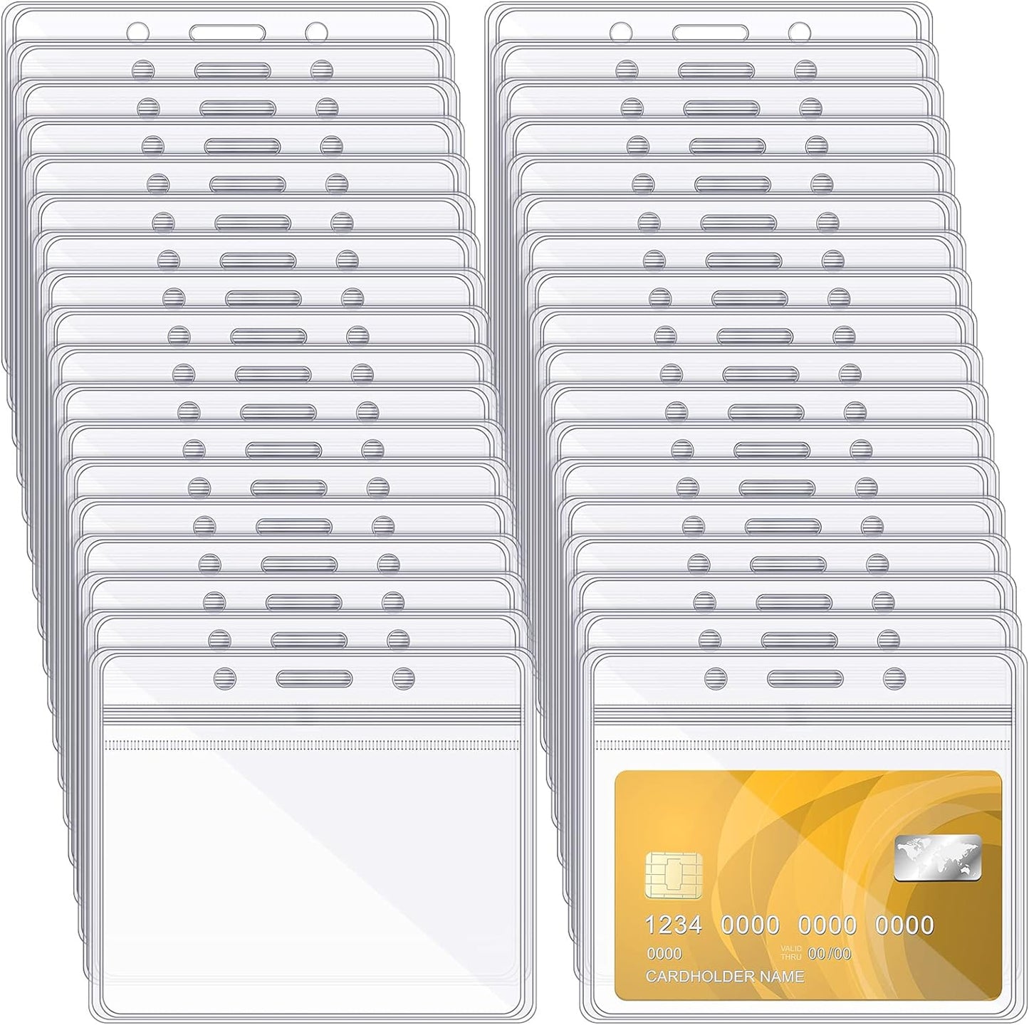 Zonon 150 Pcs Name Badge Holders Clear Plastic ID Card Name Tag Holders Badge Sleeves Horizontal Waterproof Transparent PVC Sleeve Cover Pouch for Office School Travel(3.35 x 3.94 Inch)