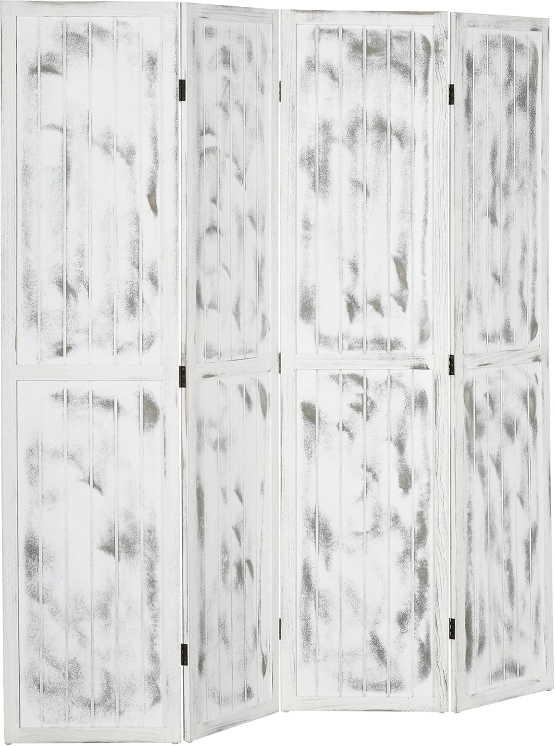 NicBex Room Divider 4 Panel Room Dividers with Whitewashed Surface Partition Room Dividers and Folding Privacy Screens 5.5 FT Wall Divider for Office, Room Separation,63.25"W x 0.75"D x 67"H, White