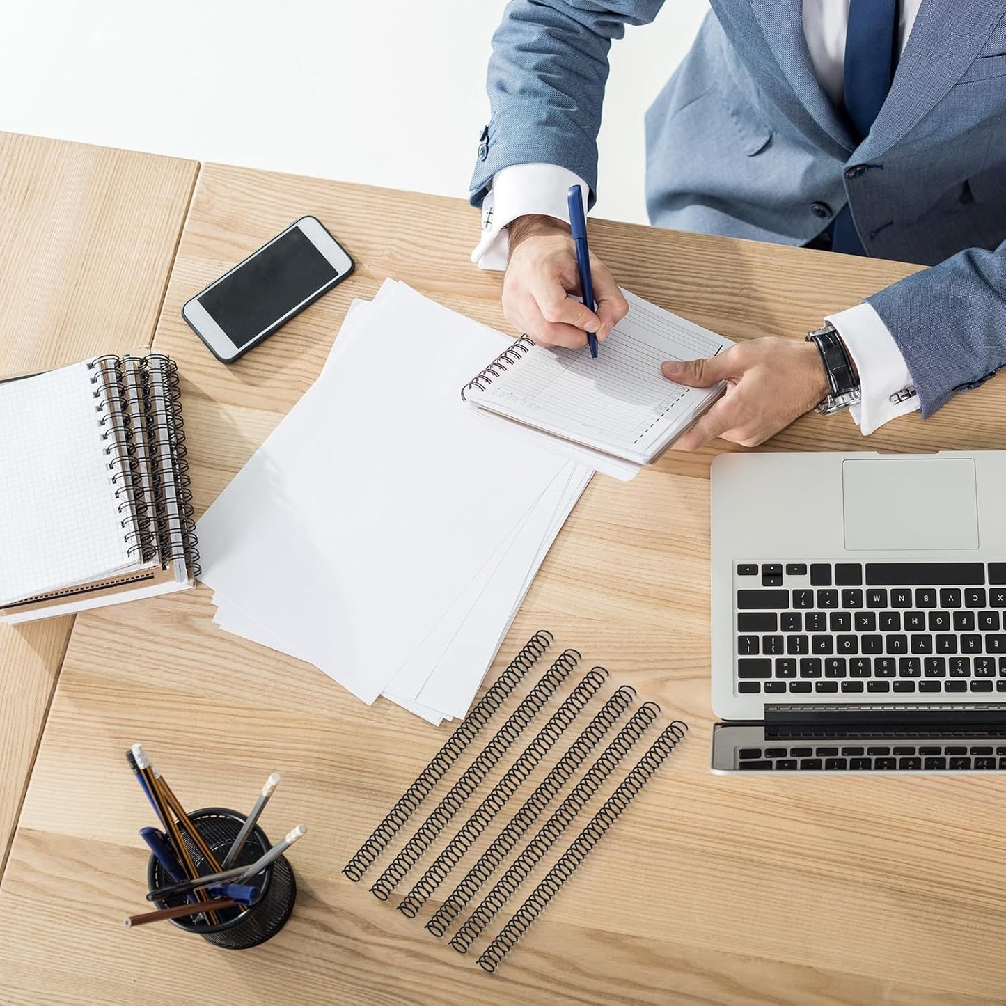 Leinuosen 120 Pack Plastic Spiral Binding Coils Kit Spirals Multi Size Coils for Binding Binder Combs Spines(1/2 Inch,Black)