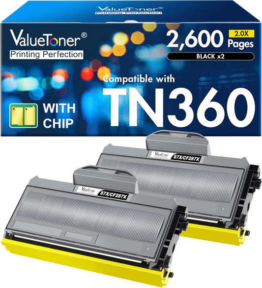 TN360 Toner Cartridge Replacement for Brother TN360 TN-360 TN330 TN-330 High Yield Toner Compatible with DCP-7040 DCP-7030 MFC-7840W HL-2140 MFC-7340 MFC-7440N HL-2170W HL-2150N Printer (2 Black)