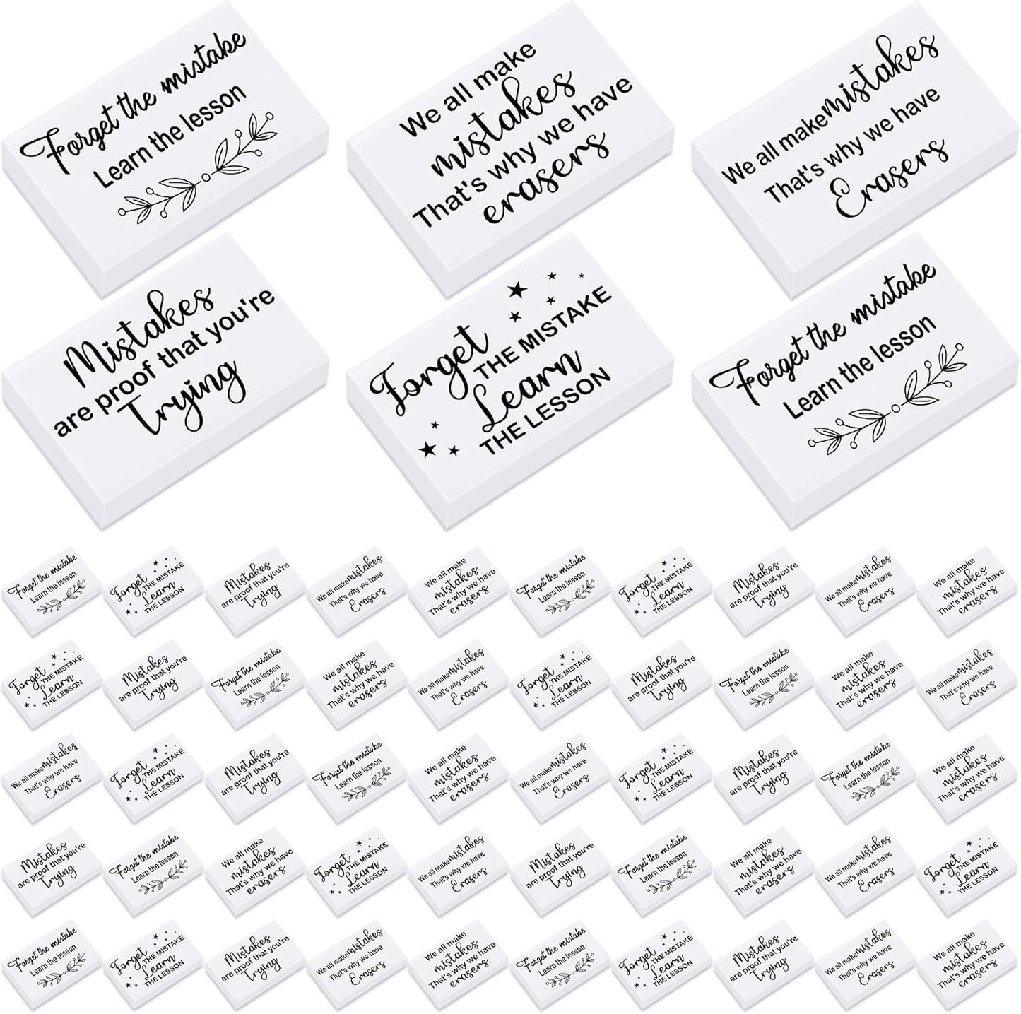 Nezyo 100 Pcs Inspirational Erasers Bulk for Kids Back to School Gifts Fun Erasers Motivational Reward Supplies for Classrooms Students Teachers Office Supplies(White)