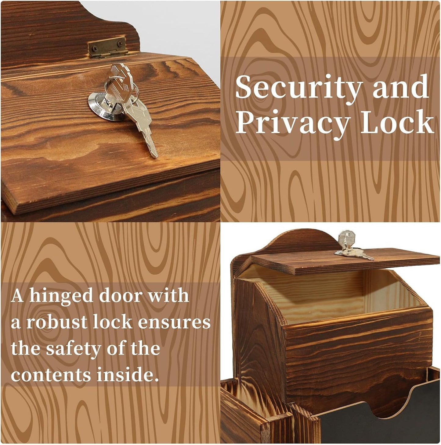 Suggestion Box with 50 Suggestion Cards Wood Donation Box with Slot and Lock Prayer Boxes for Fundraising Tip Drop Ballot Boxes Wall Mounted with Chalkboard and Keys for Church Office