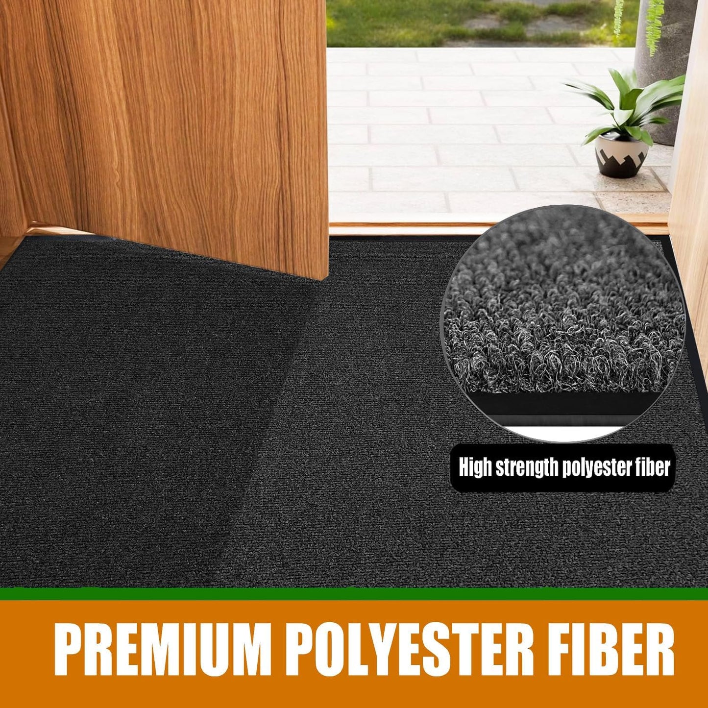 SRDDQLC Door Floor Mat Commercial Grade Large Size Heavy Duty Tough Entry Collection Slip Skid Entrance Mat with Rubber Backing Low Profile and Easy to Clean Indoor Outdoor Rug(Black, 4x8FT)