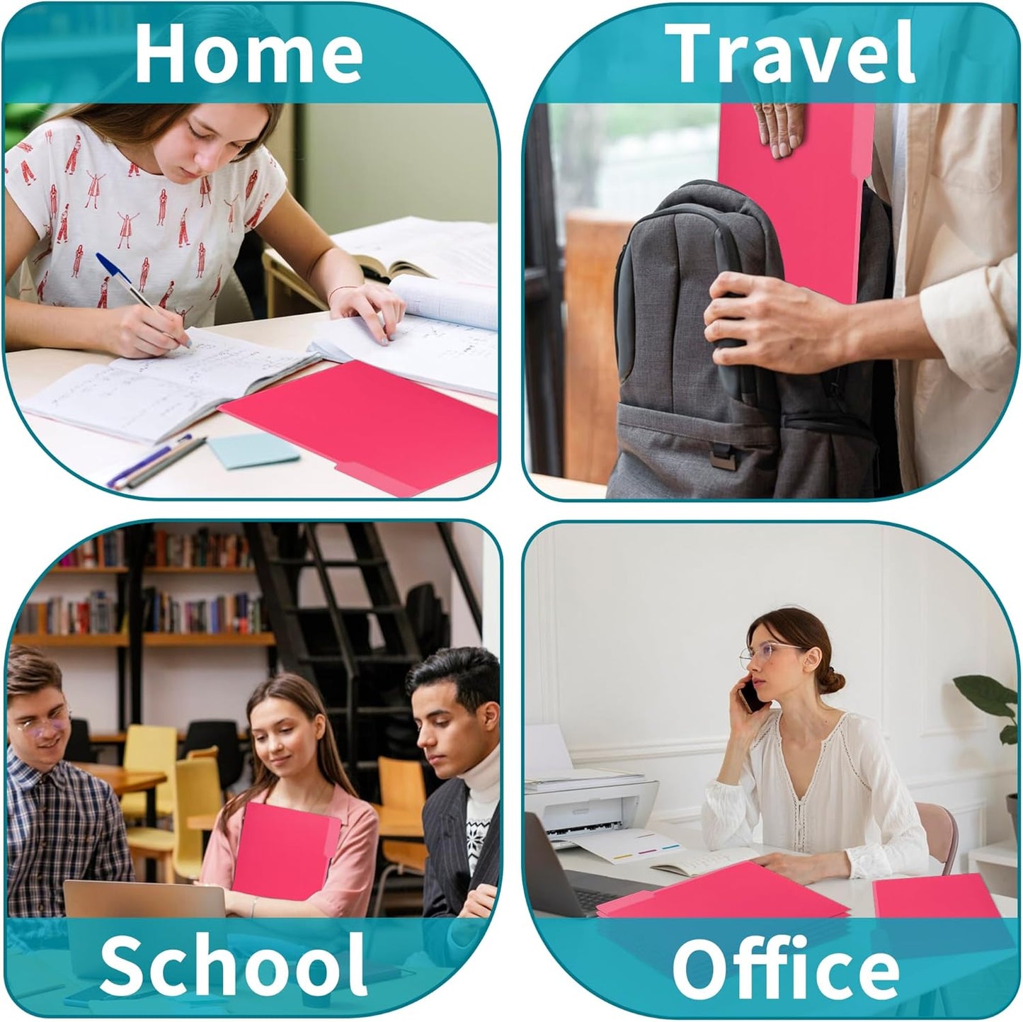 36 Packs Colored File Folders,Rose Red File Folders,Two Tone Color File Folder 8.5 x 11 Inch,1/3 Cut Tabs Letter Size,Manila File Folders for Office,School and Home,Organization