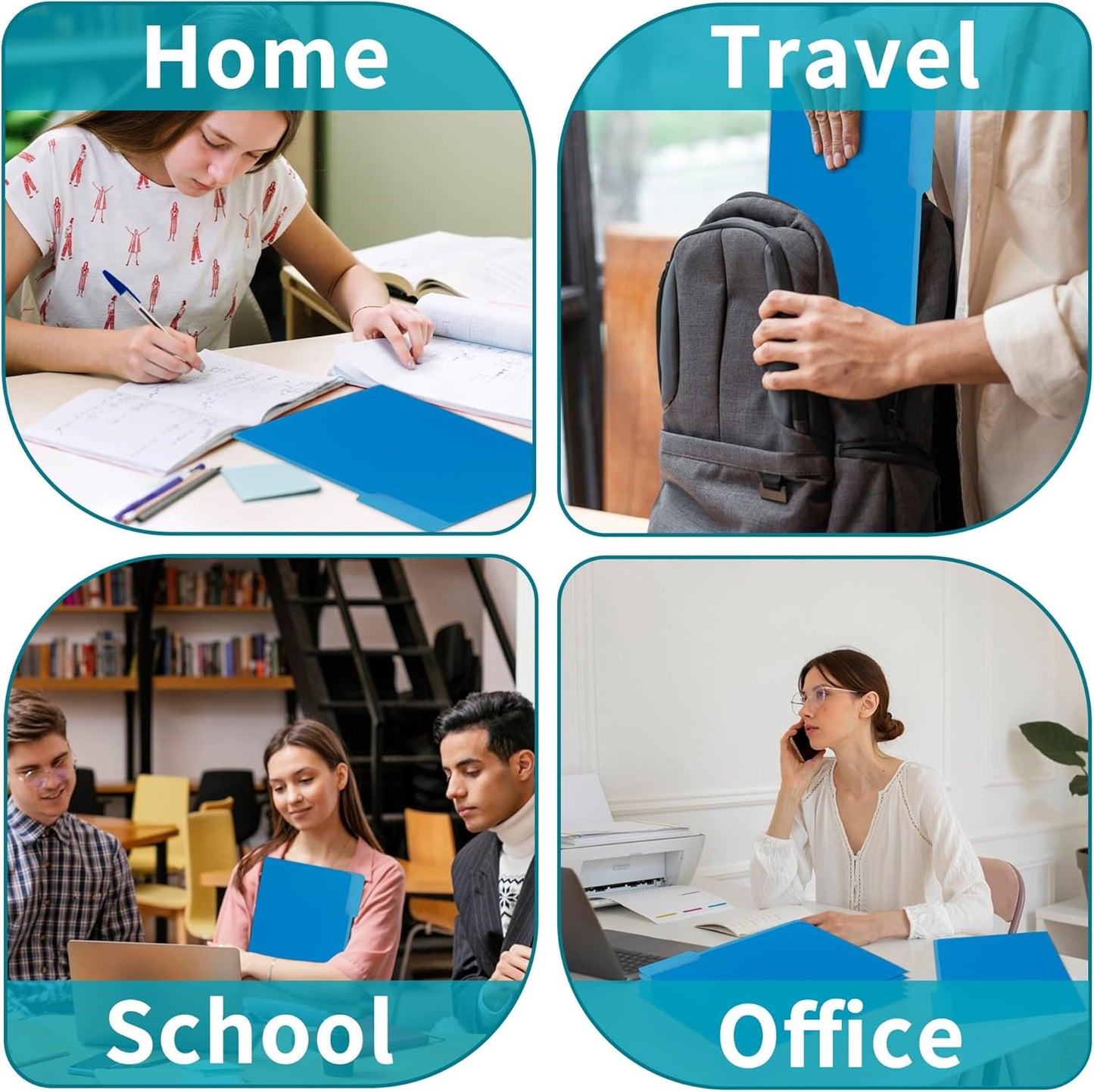 36 Packs Colored File Folders,Blue File Folders,Two Tone Color File Folder 8.5 x 11 Inch,1/3 Cut Tabs Letter Size,Manila File Folders for Office,School and Home,Organization