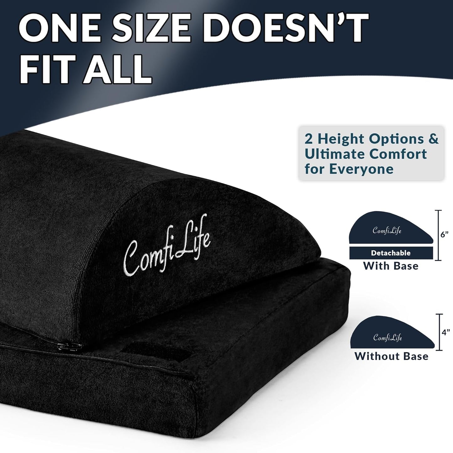 ComfiLife Foot Rest for Under Desk at Work – Adjustable Desk FootRest for Office Chair, Gaming Accessories – Ergonomic Teardrop Design for Back, Hip & Leg Pain Relief – 100% Memory Foam (Black)