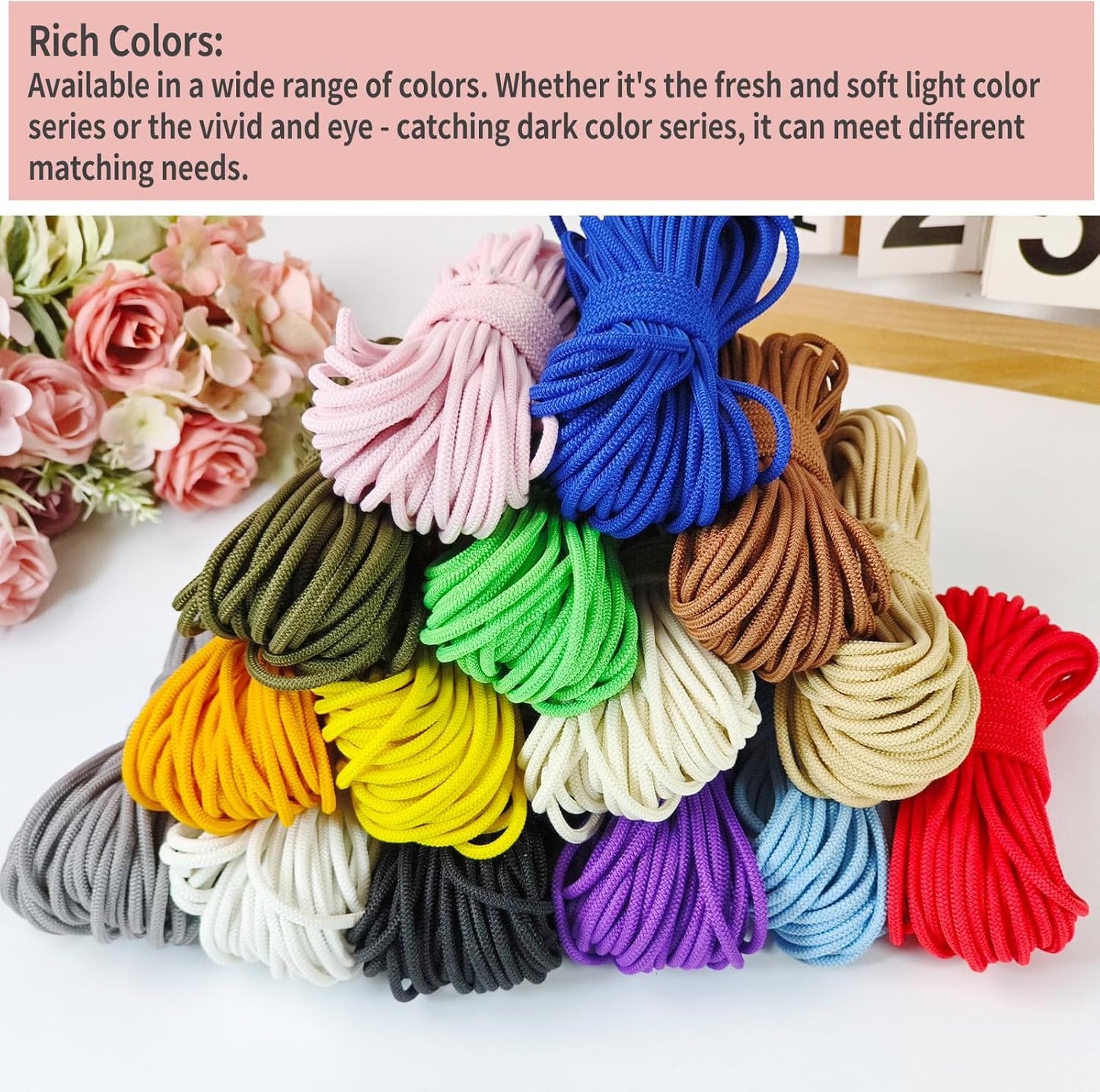 3mm Gold Elastic Cord 45ft - 1/8 inch Strong No-Slip Bungee String for Crafts, DIY Projects, Kayak Tie Downs, Camping Gear, Sports Gear, DIY Crafts, Hair Bands, Sewing & Shoe Laces